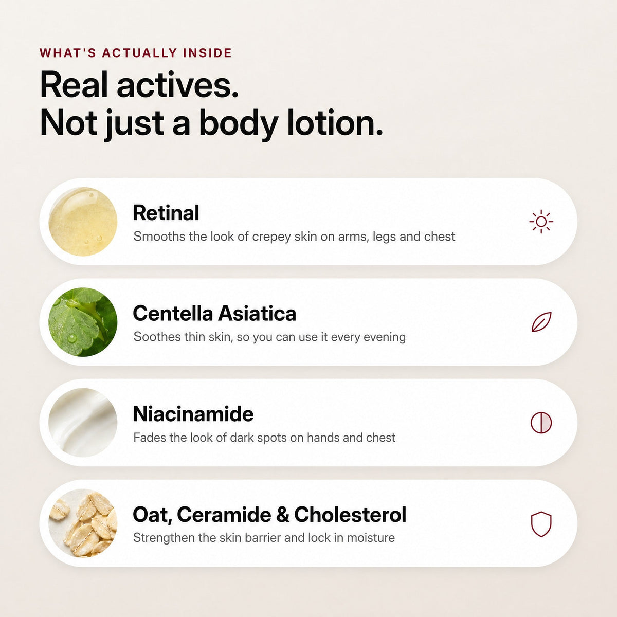KOEVER Retinal Body Serum – actifs